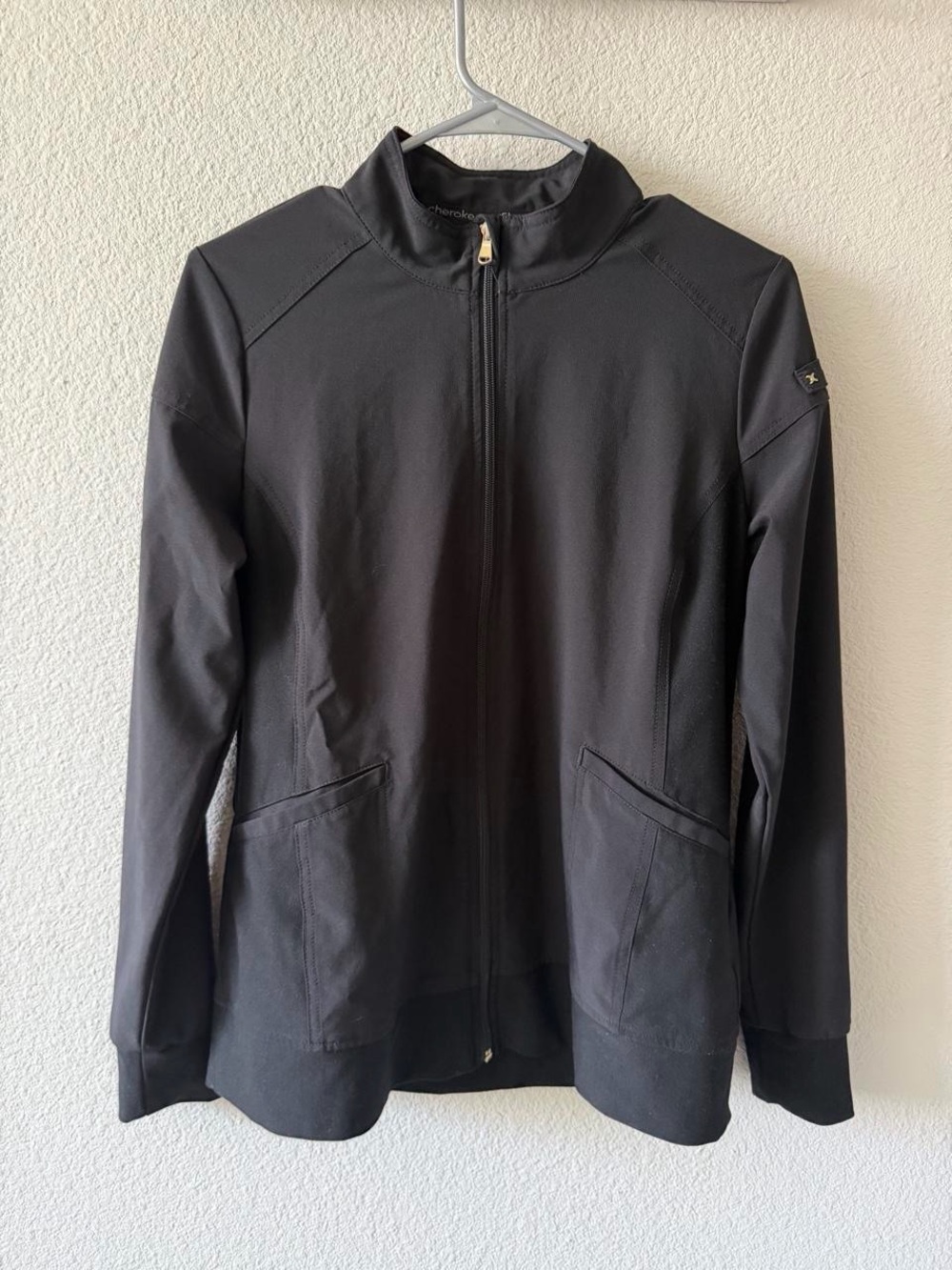 Black Full-Zip Scrubs Lightweight Jacket